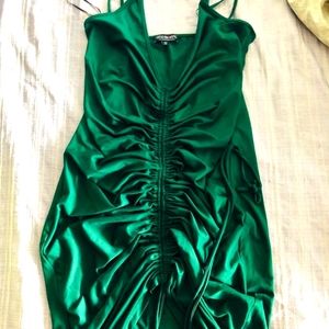 Fashion Nova  Green Ruched Dress